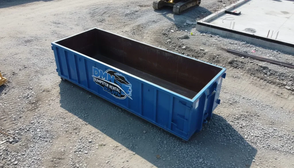 Dumpster on construction site DMN Dumpster Rental Duluth